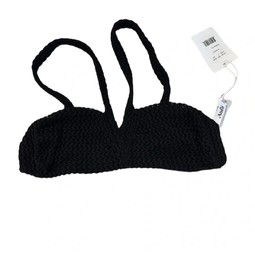 Andie Swim X Demi Moore The Monaco Top in Black Women's Bikini Size Small NWT